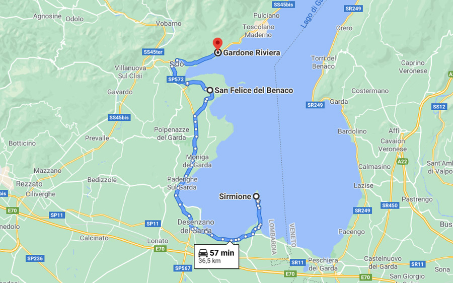 itinerario lago di garda